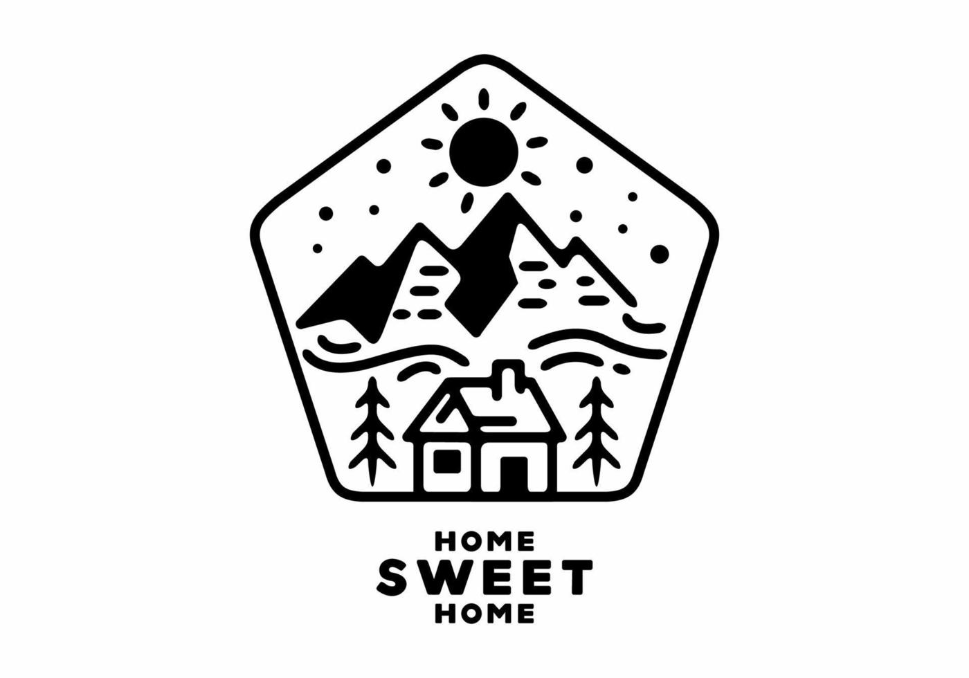 pentagon shape Home sweet home line art illustration vector