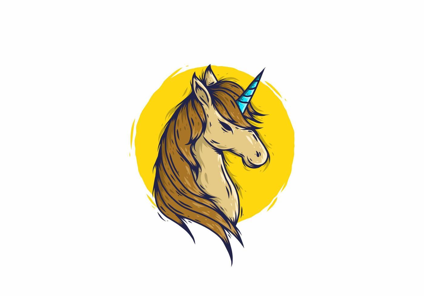 hermosa ilustración de unicornio marrón vector