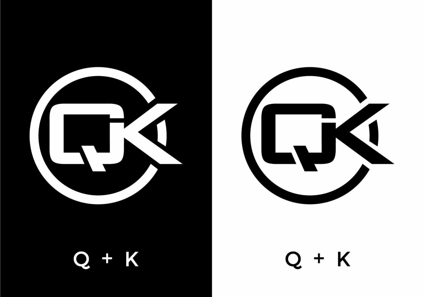 Black and white color of QK initial letter vector
