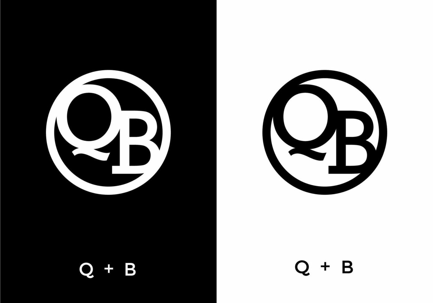 color blanco y negro de la letra inicial qb vector