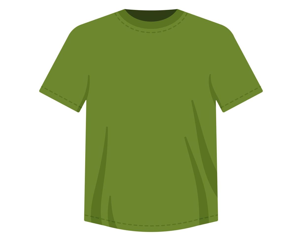Green knitted tshirt, military uniform. vector