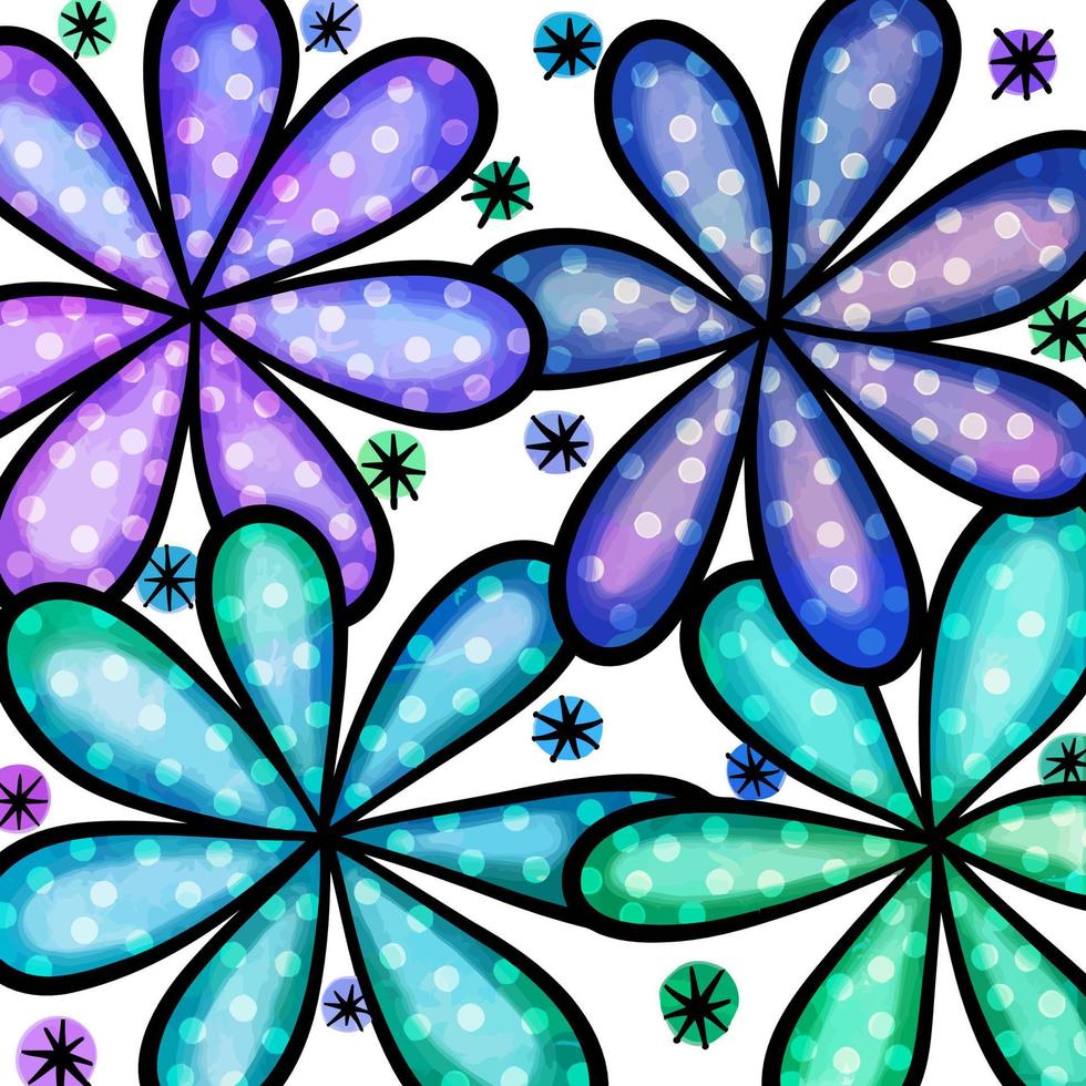 Turquoise Daisy Watercolor Shabby Chic Flowers vector