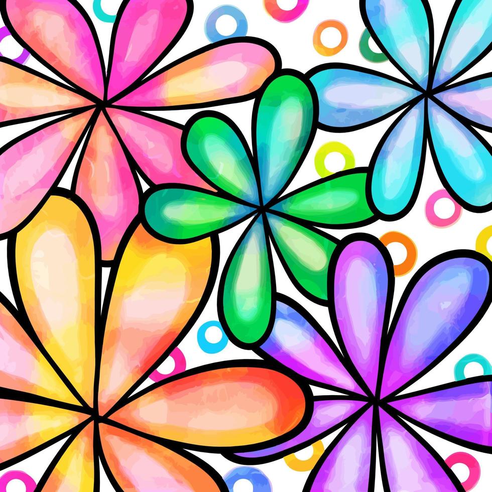 Colorful Daisy Flower Watercolor Pattern Paper vector