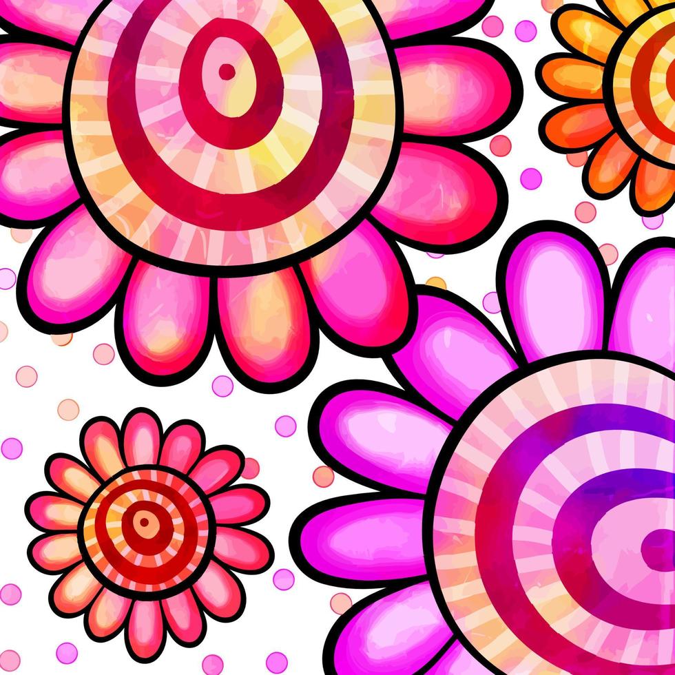 Vibrant Pink Daisy Flower Watercolor Pattern vector