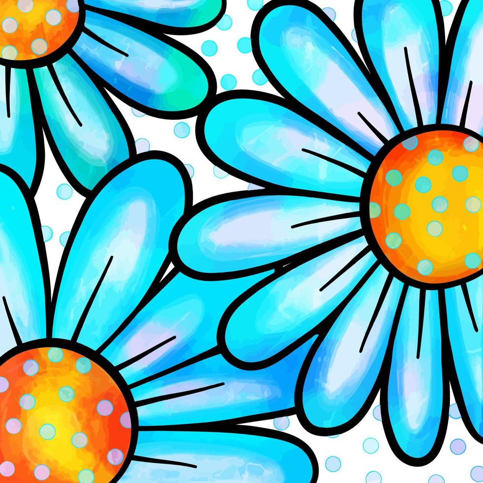 papel de patrón de acuarela de flor de margarita azul vector
