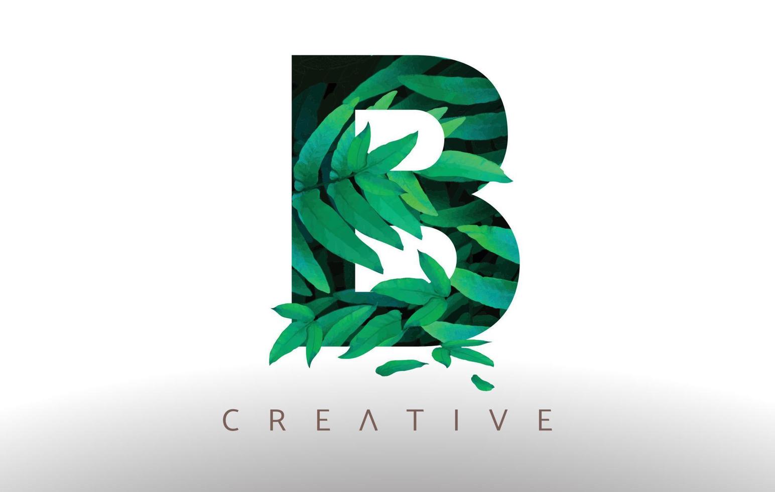 Botanical Green Eco Leaf Letter B Logo Design Icon made from Green Leafs that come out of the Letter. vector