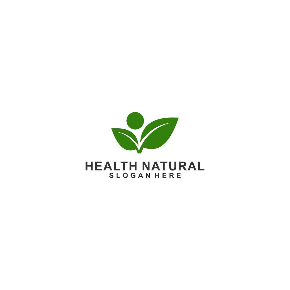 natural health logo with human shaped leaves vector