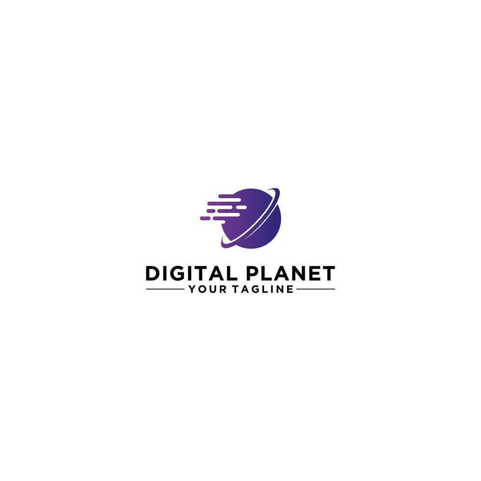 plantilla de logotipo de planeta digital en fondo blanco vector