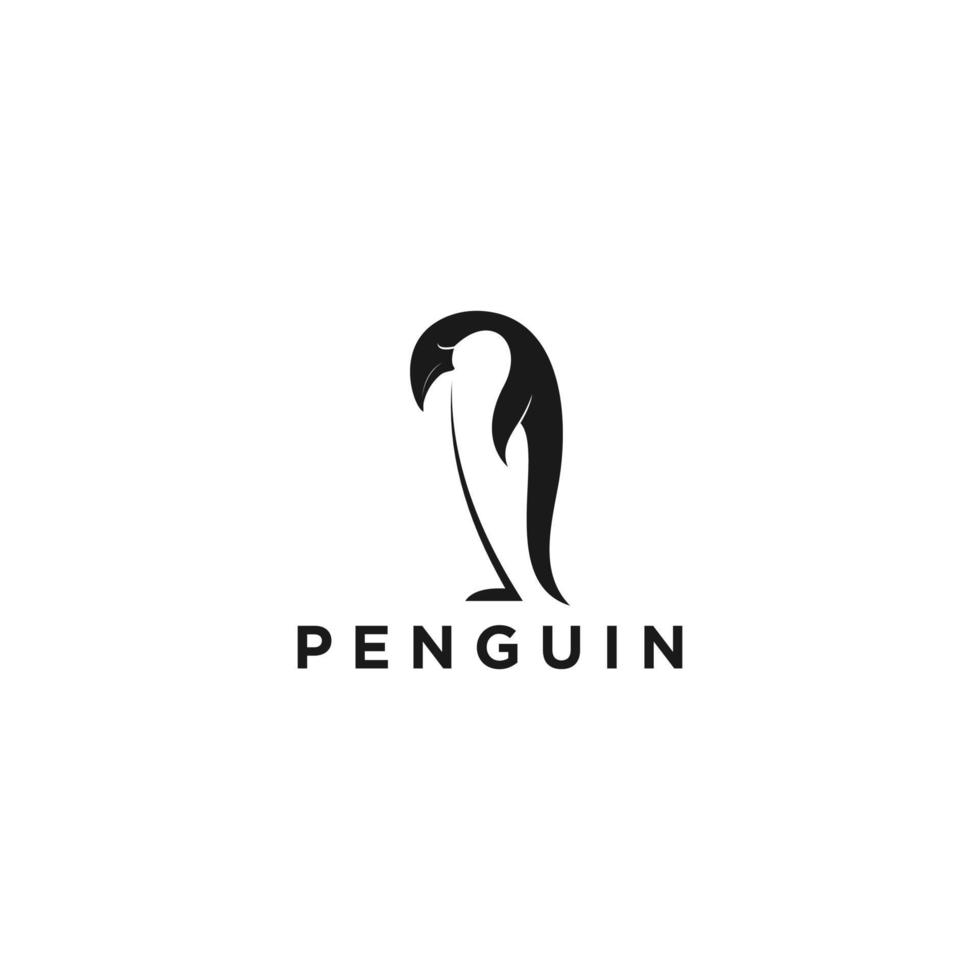 penguin logo template in white background vector