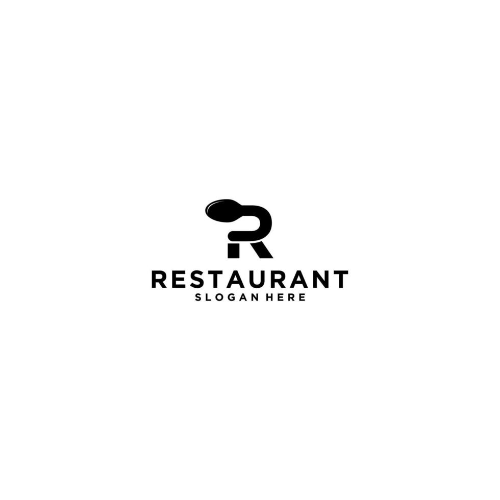 logo for a restaurant with a spoon in the shape of the letter r vector