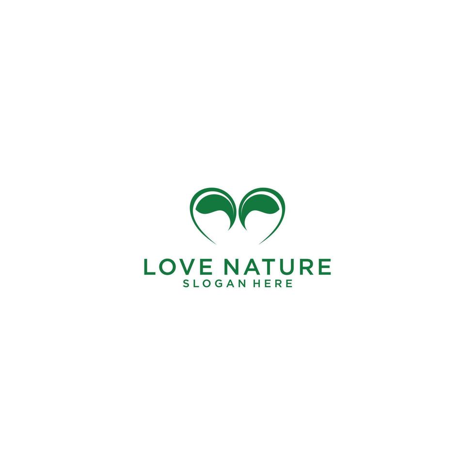 plantilla de logotipo de naturaleza de amor en fondo blanco vector