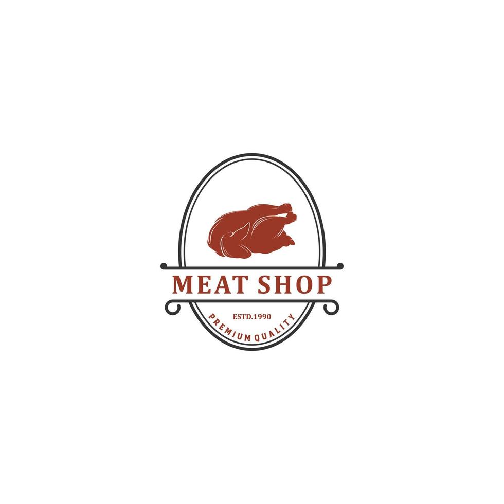 meat shop logo template in white background vector