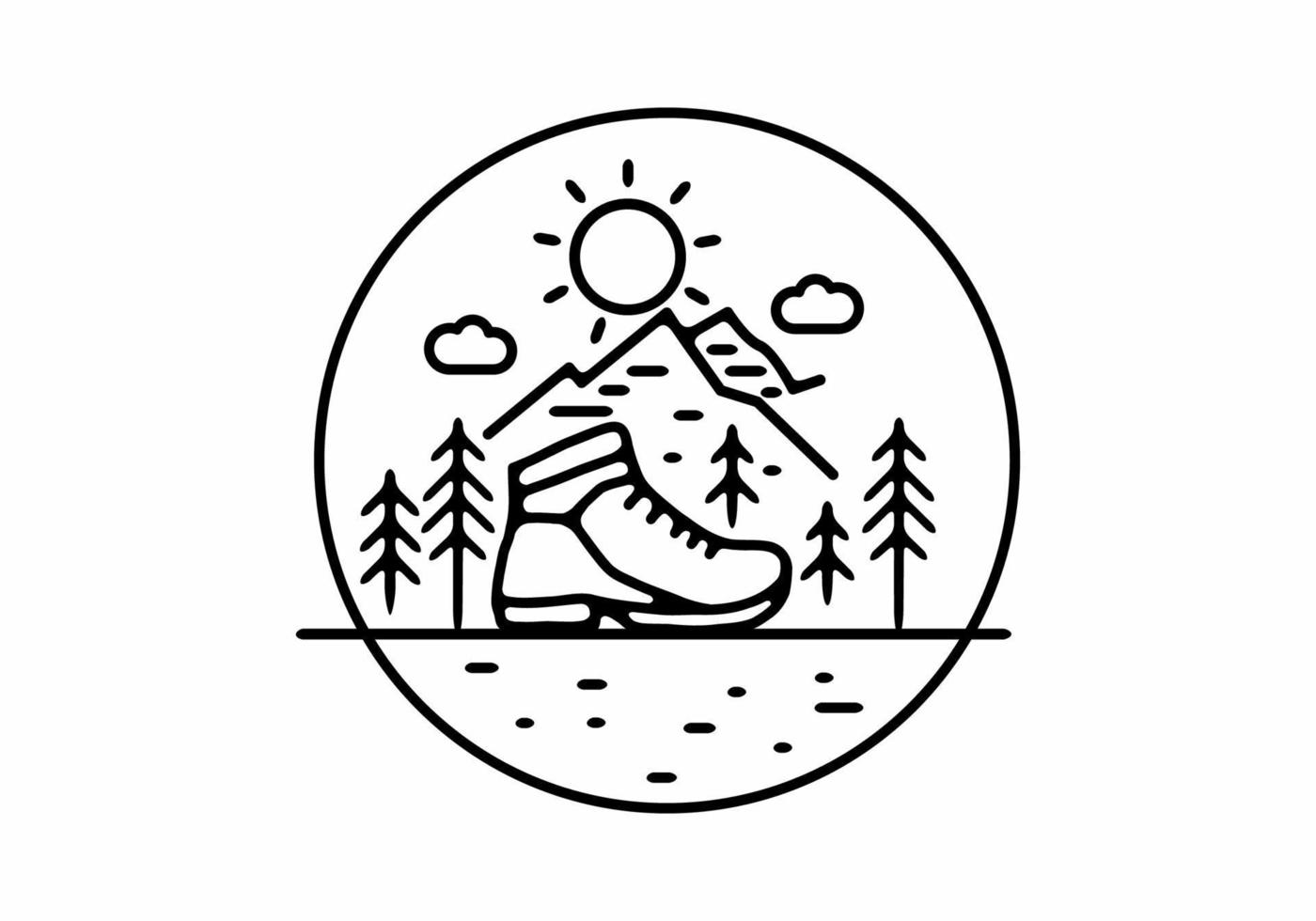 Line art illustration of outdoor shoes vector