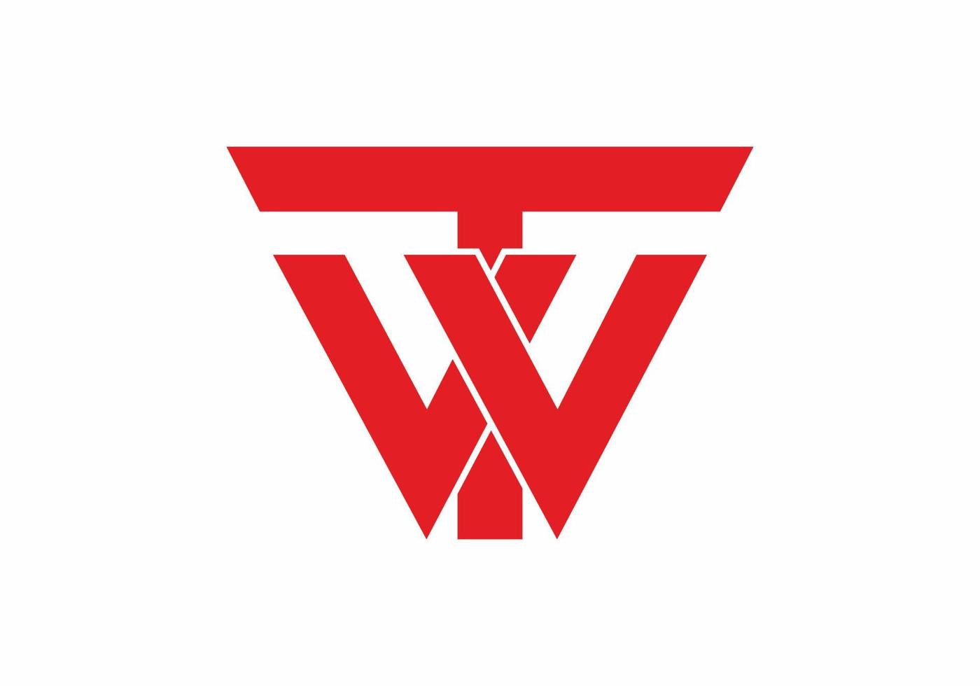 unique shape of red TW initial letter vector
