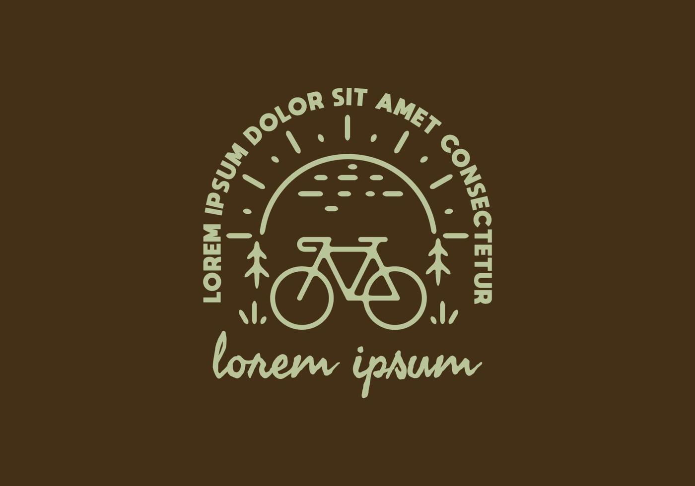 arte de línea de bicicleta y sol con texto de lorem ipsum vector