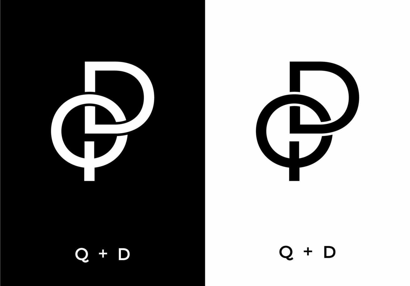 color blanco y negro de la letra inicial qd o dq vector