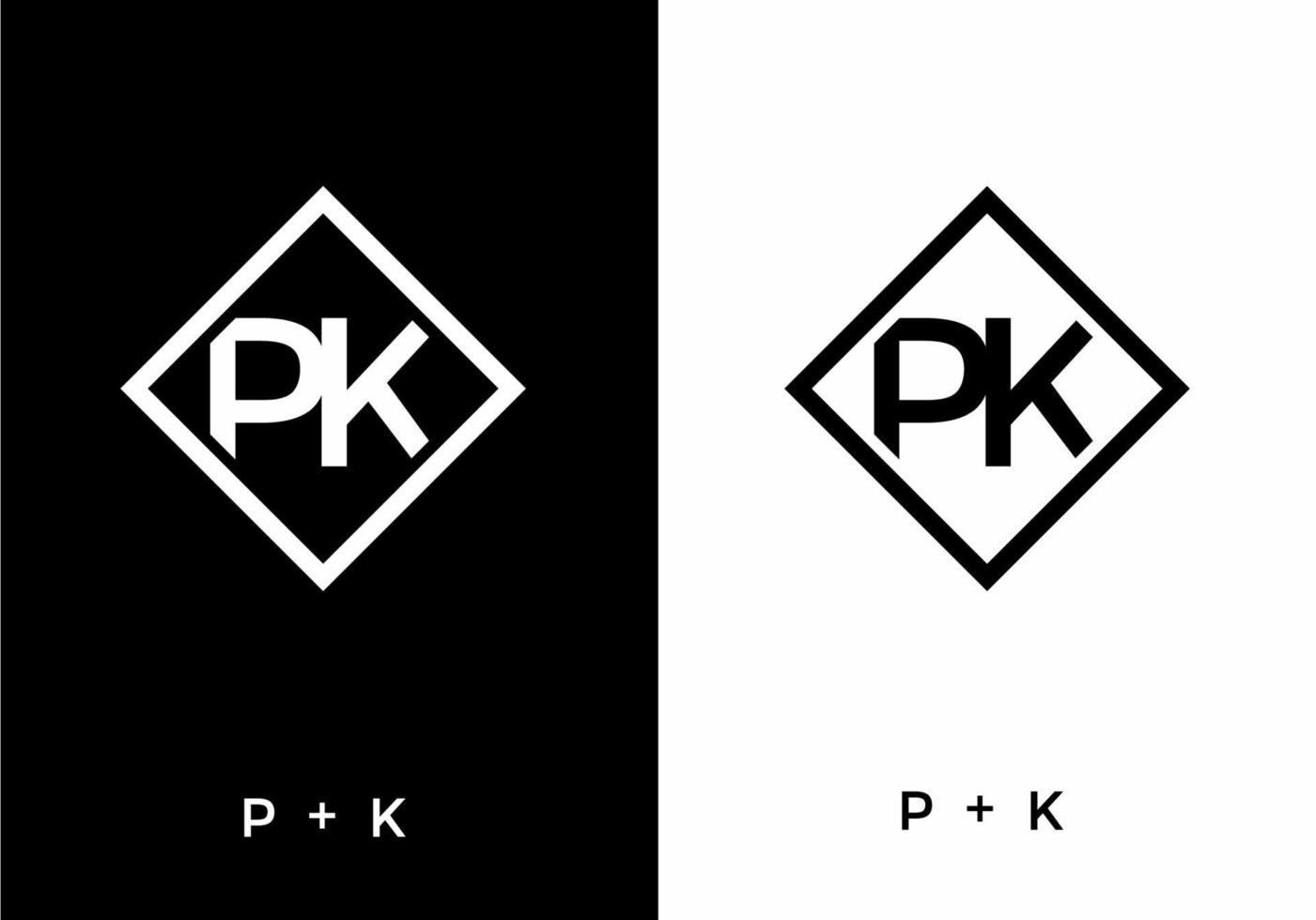 color blanco y negro de la letra inicial pk vector