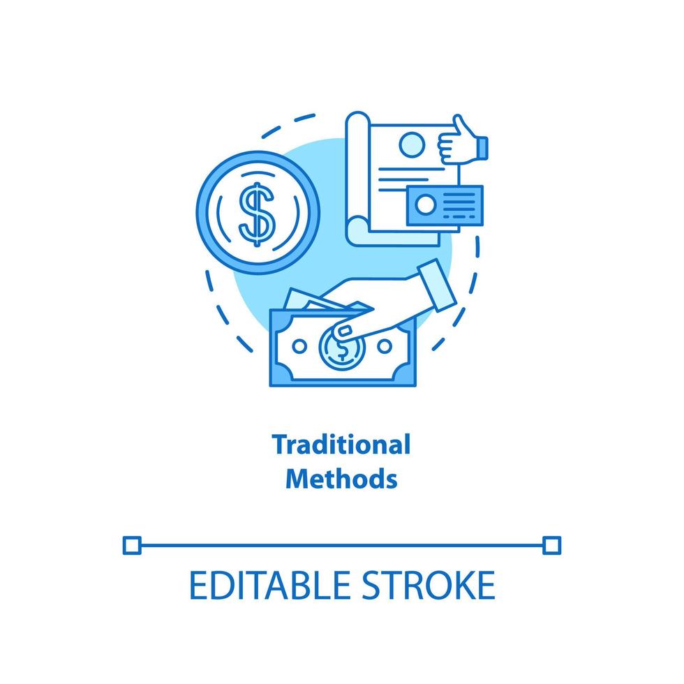 Traditional payment methods turquoise concept icon. Payment with physical money idea thin line illustration. Cash and coins. Cheque. Currency. Vector isolated outline drawing. Editable stroke