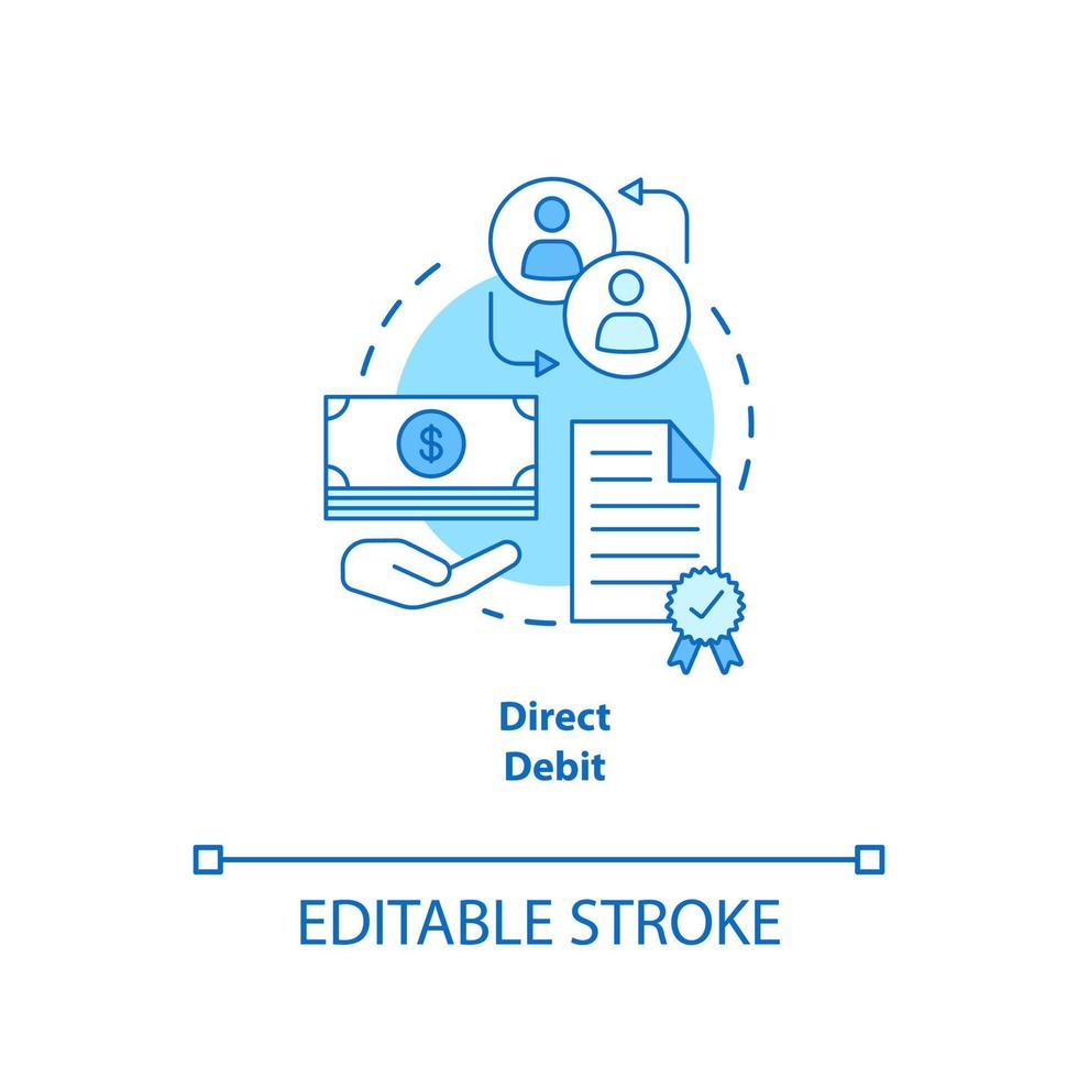 Direct debit turquoise concept icon. Financial withdrawal idea thin line illustration. Bank transaction. Online banking operation. Payment method. Vector isolated outline drawing. Editable stroke