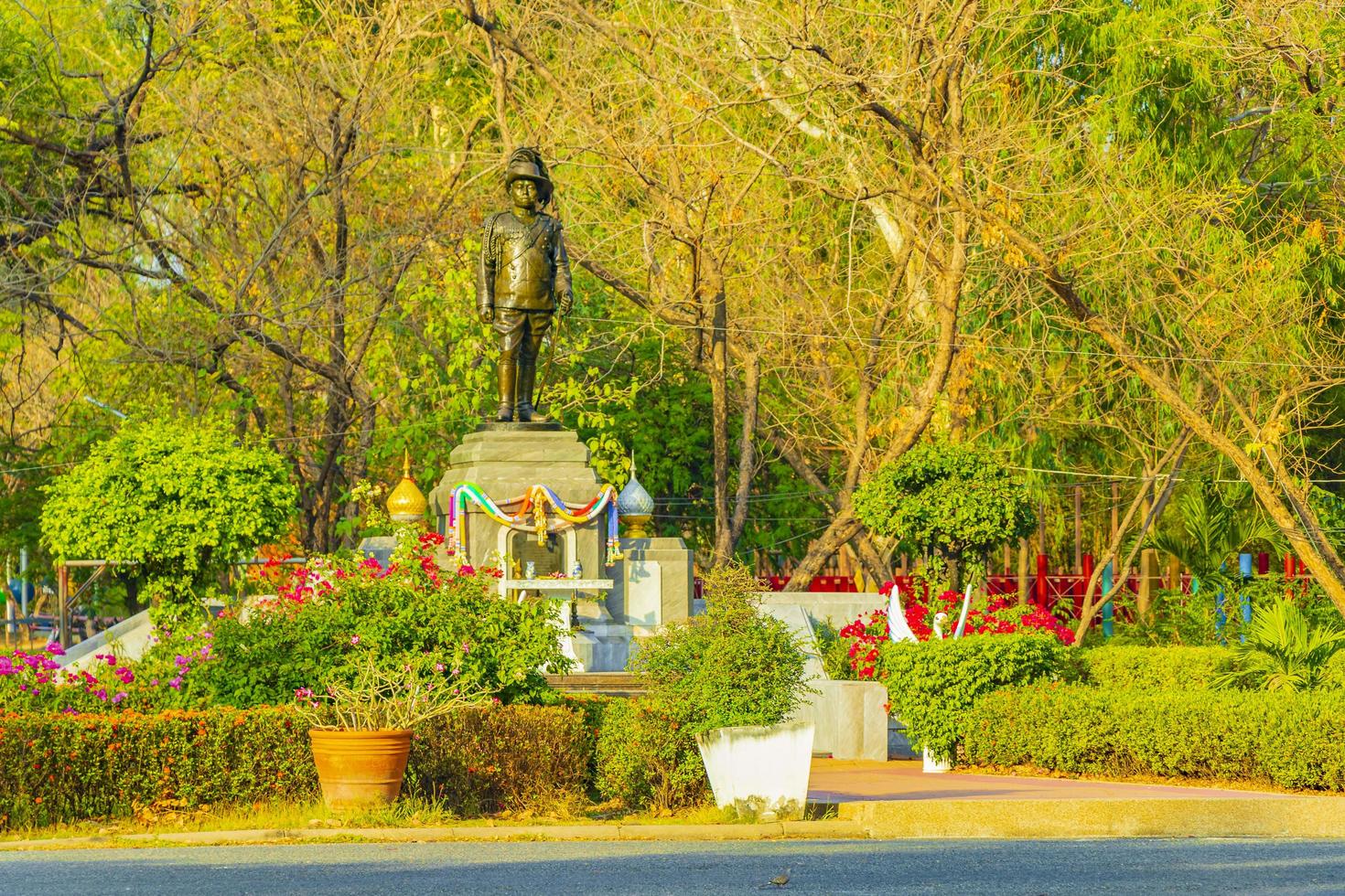 Green historic human sculpture statue natural park in Bangkok Thailand. photo