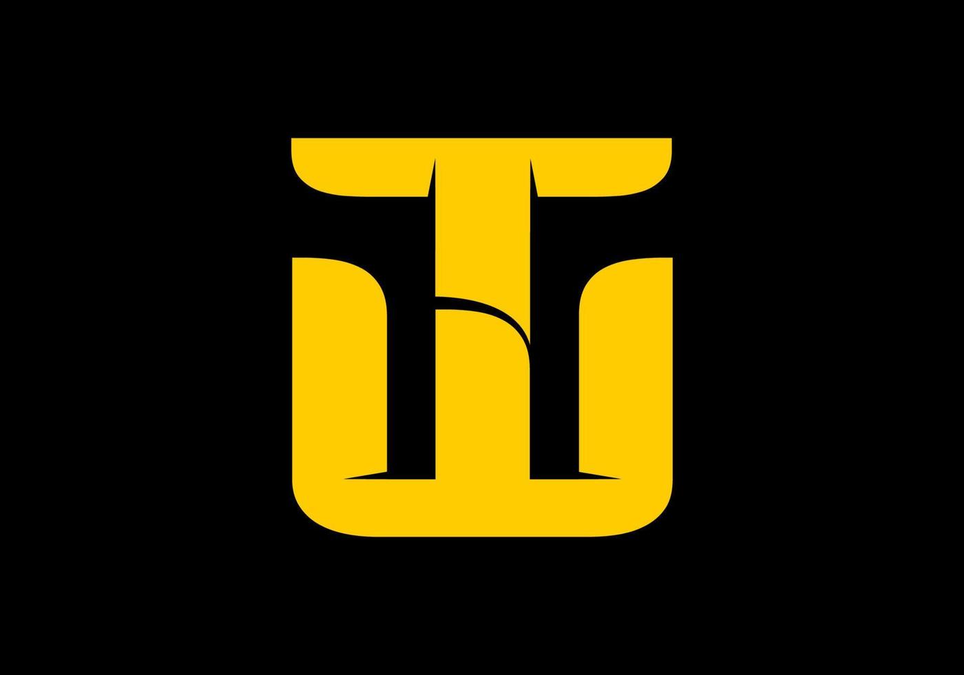 unique shape of yellow TW initial letter vector