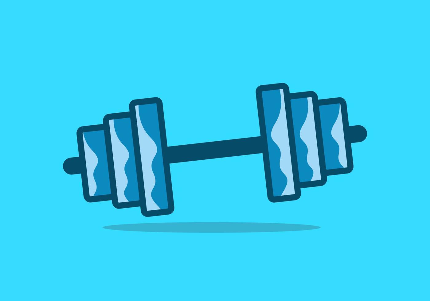 Blue dumbbell or barbell flat illustration vector