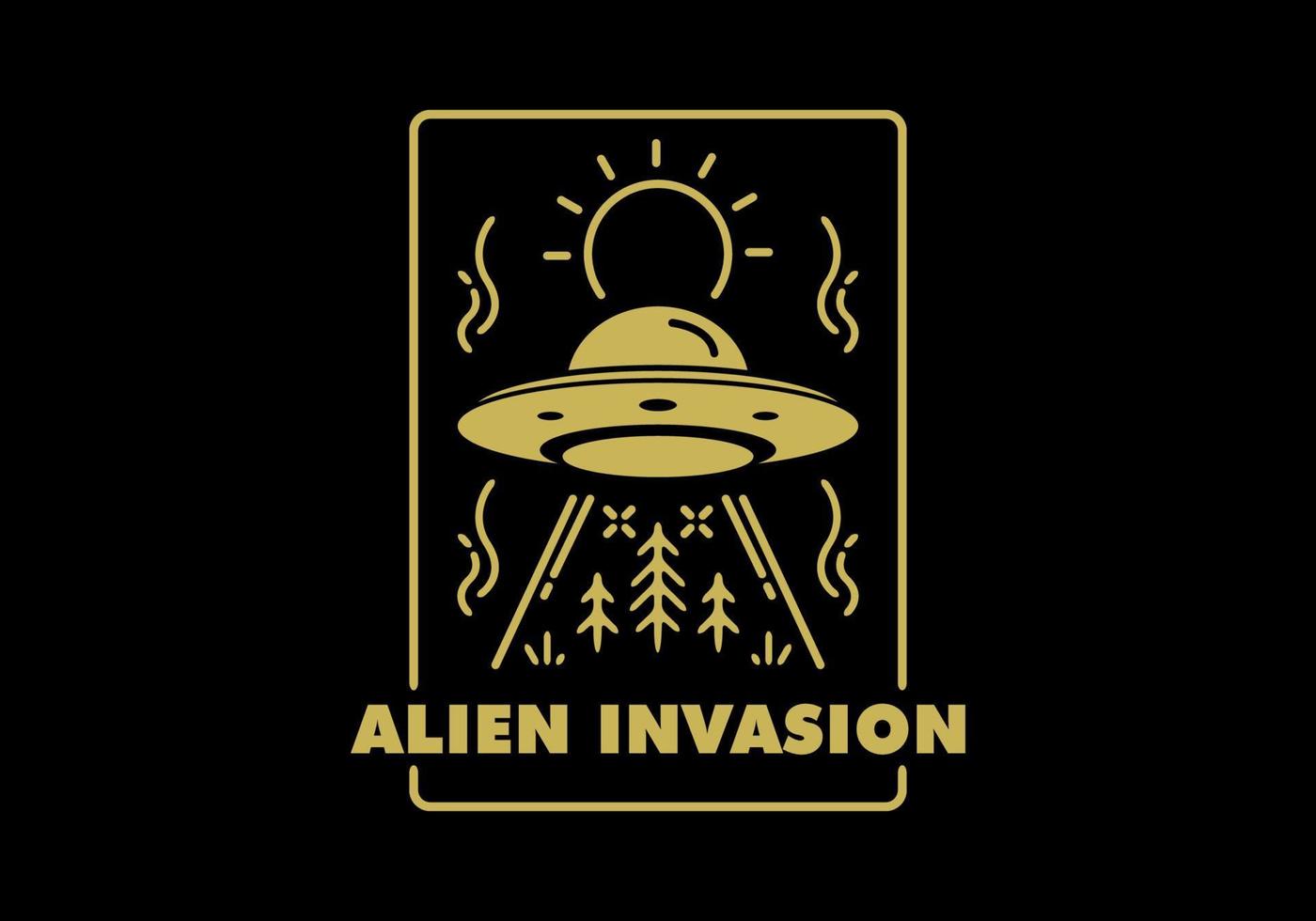 Alien invasion line art illustration vector