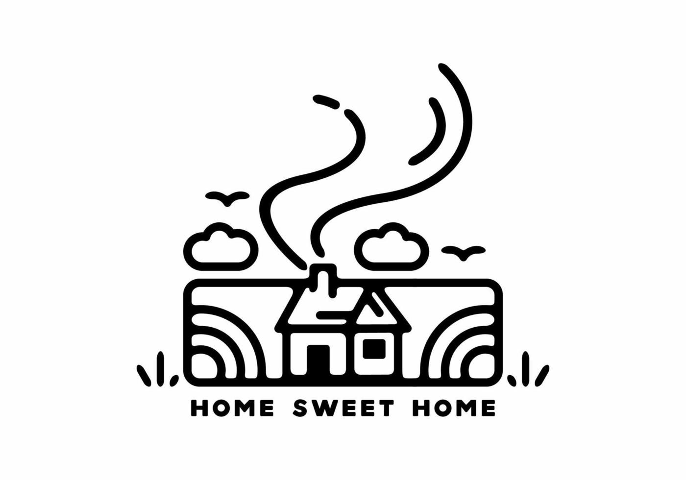 Home sweet home line art illustration vector