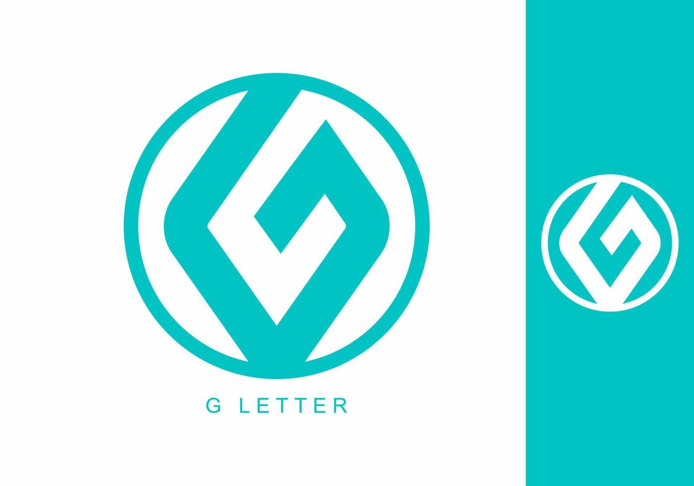 Aqua color of G initial letter vector