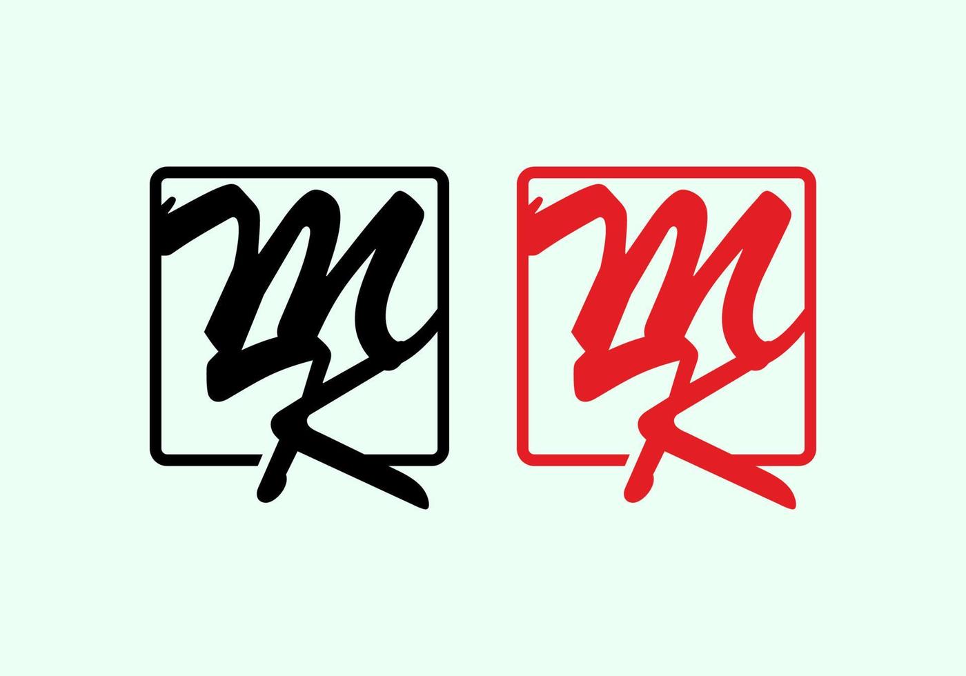 negro y rojo del texto de la letra inicial mk vector
