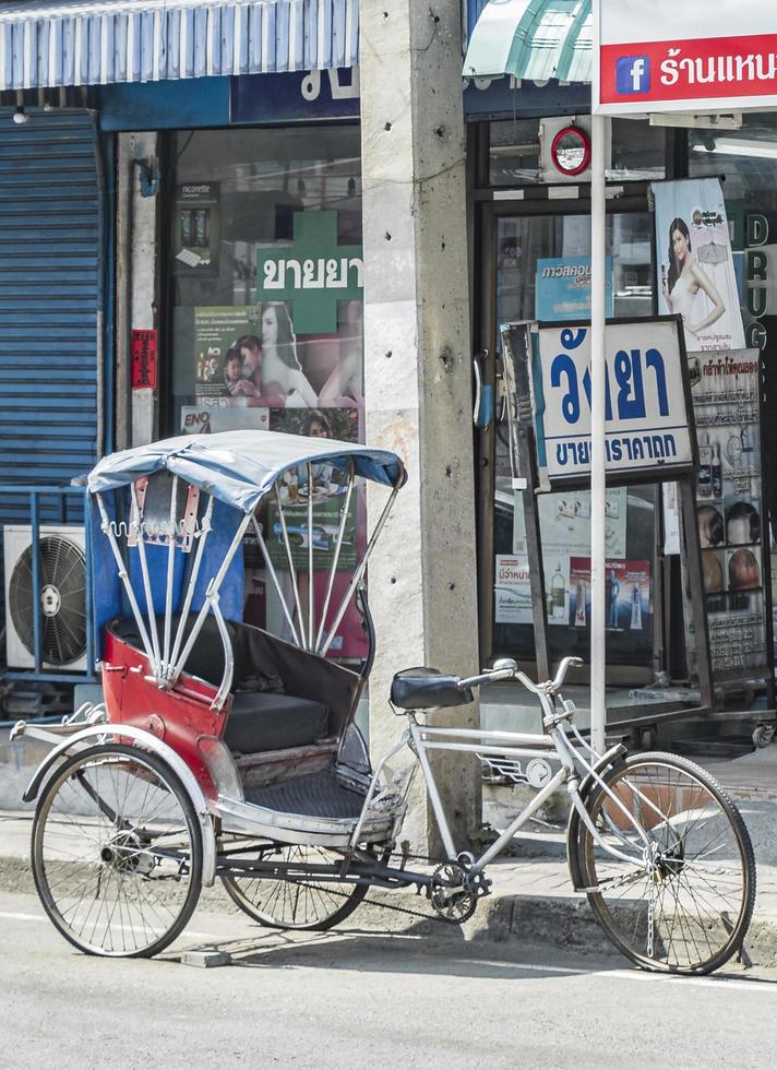 Bangkok Thailand 10. January 2020 Old bike rickshaw rikshaw trishaw in Don Mueang Bangkok Thailand. photo