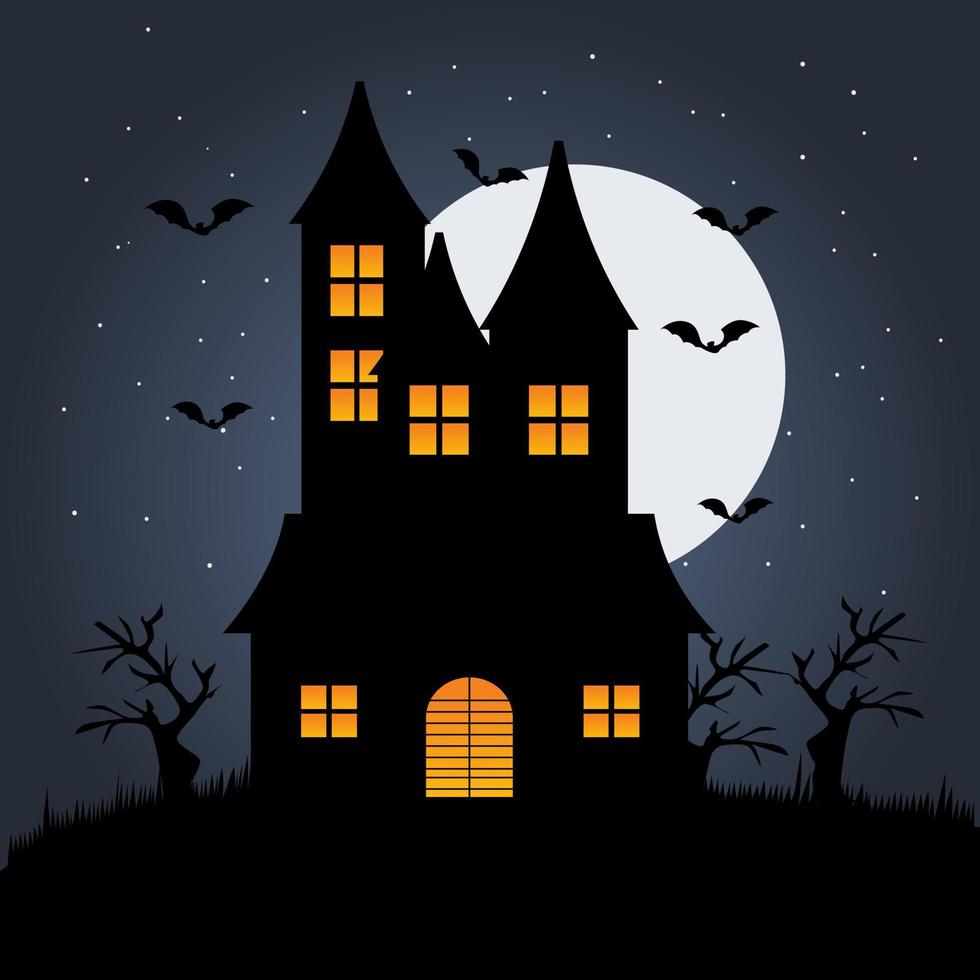 vector illustration of halloween castle. halloween party invitation