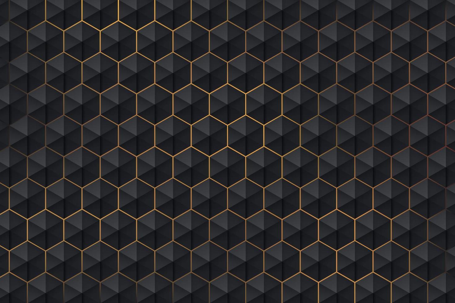 Abstract 3d dark hexagon pattern on golden light background luxury style. Modern futuristic geometric shape web banner design. You can use for cover template, poster, flyer, print ad. Vector EPS10