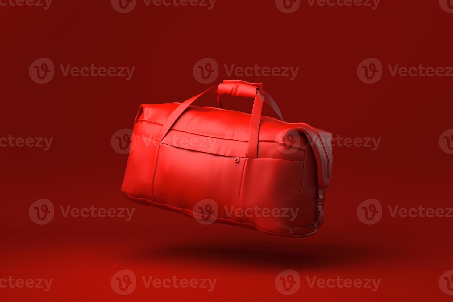 Red Bag Women Fashion accessories floating in red background. minimal concept idea creative. 3D render. photo