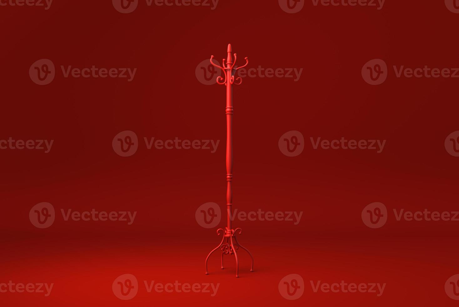 Red Coat Hook in red background. minimal concept idea creative. monochrome. 3D render. photo