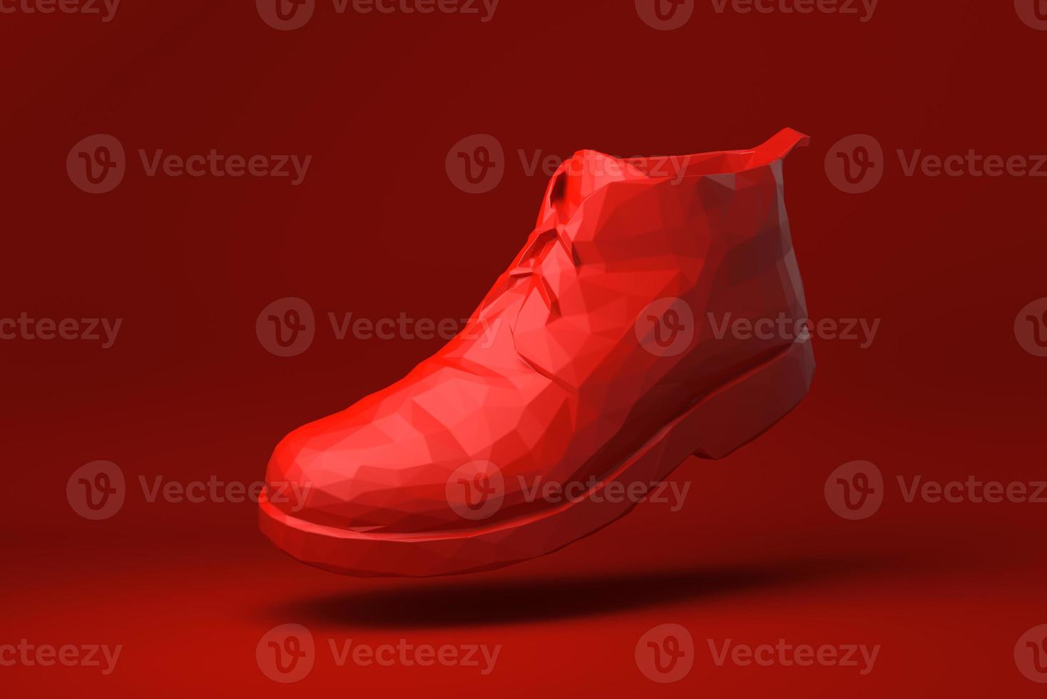 Red shoe floating in red background. minimal concept idea creative. origami style. 3D render. photo