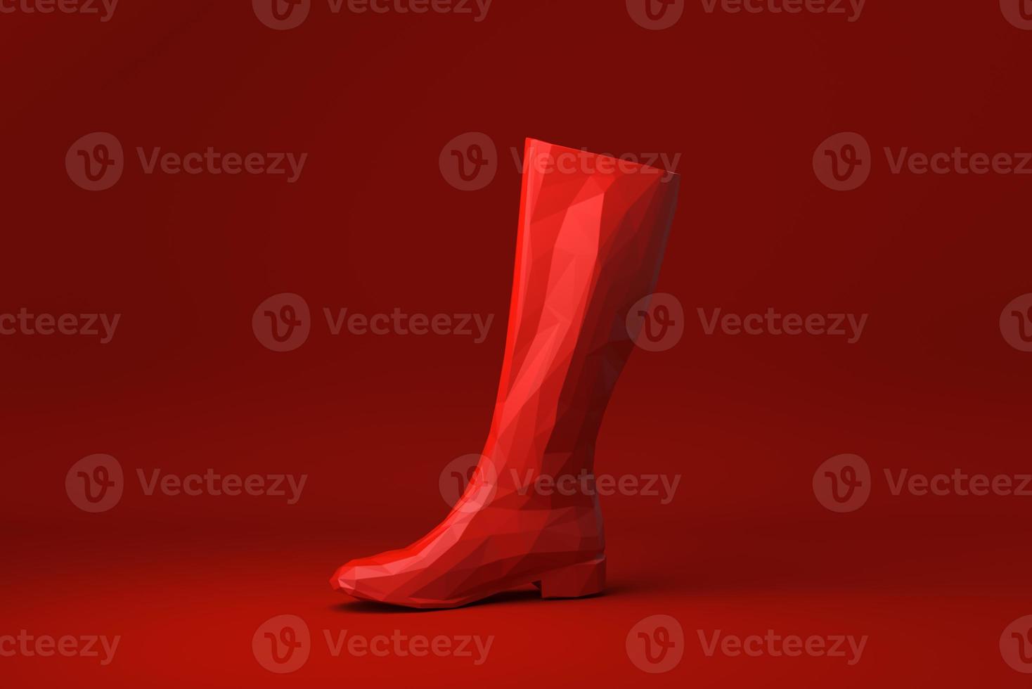 Red shoe floating in red background. minimal concept idea creative. origami style. 3D render. photo