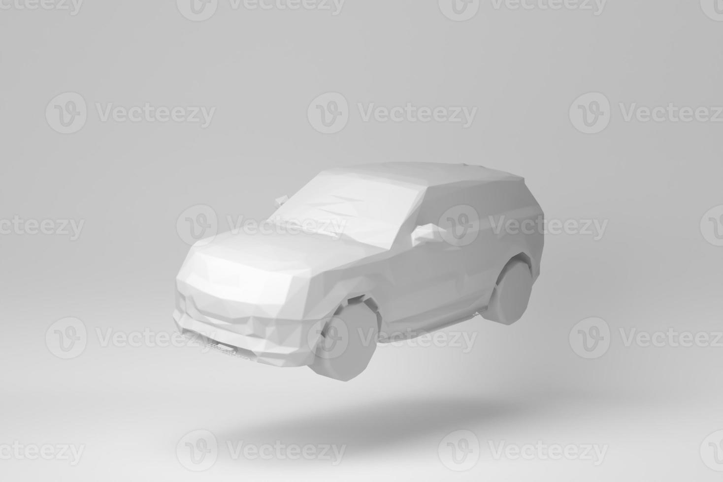 Car Isolated on white background. polygon minimal concept. monochrome. 3D render. photo