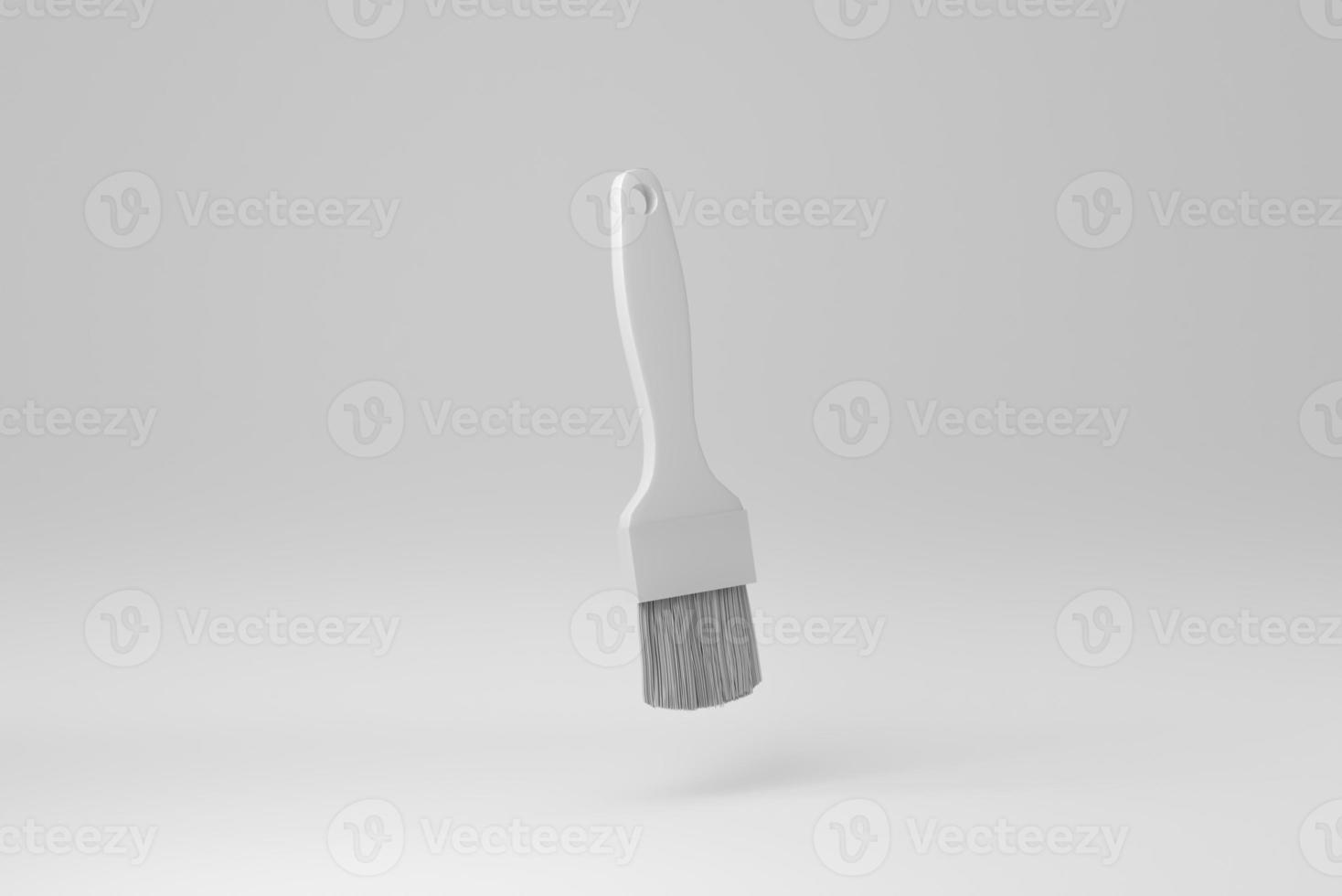 Paint brush isolated on white background. minimal concept. monochrome. 3D render. photo