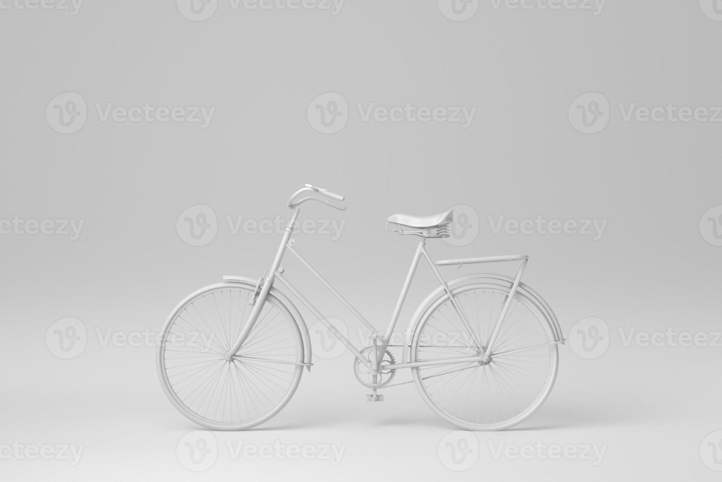 bicicleta aislado sobre fondo blanco. concepto mínimo. monocromo. procesamiento 3d foto