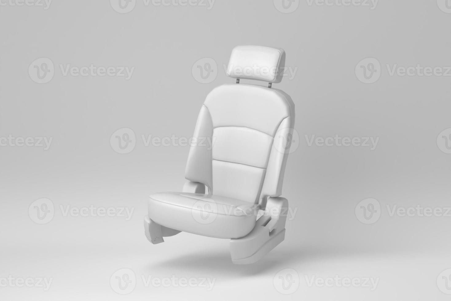 asiento de coche aislado sobre fondo blanco. concepto mínimo. monocromo. procesamiento 3d foto