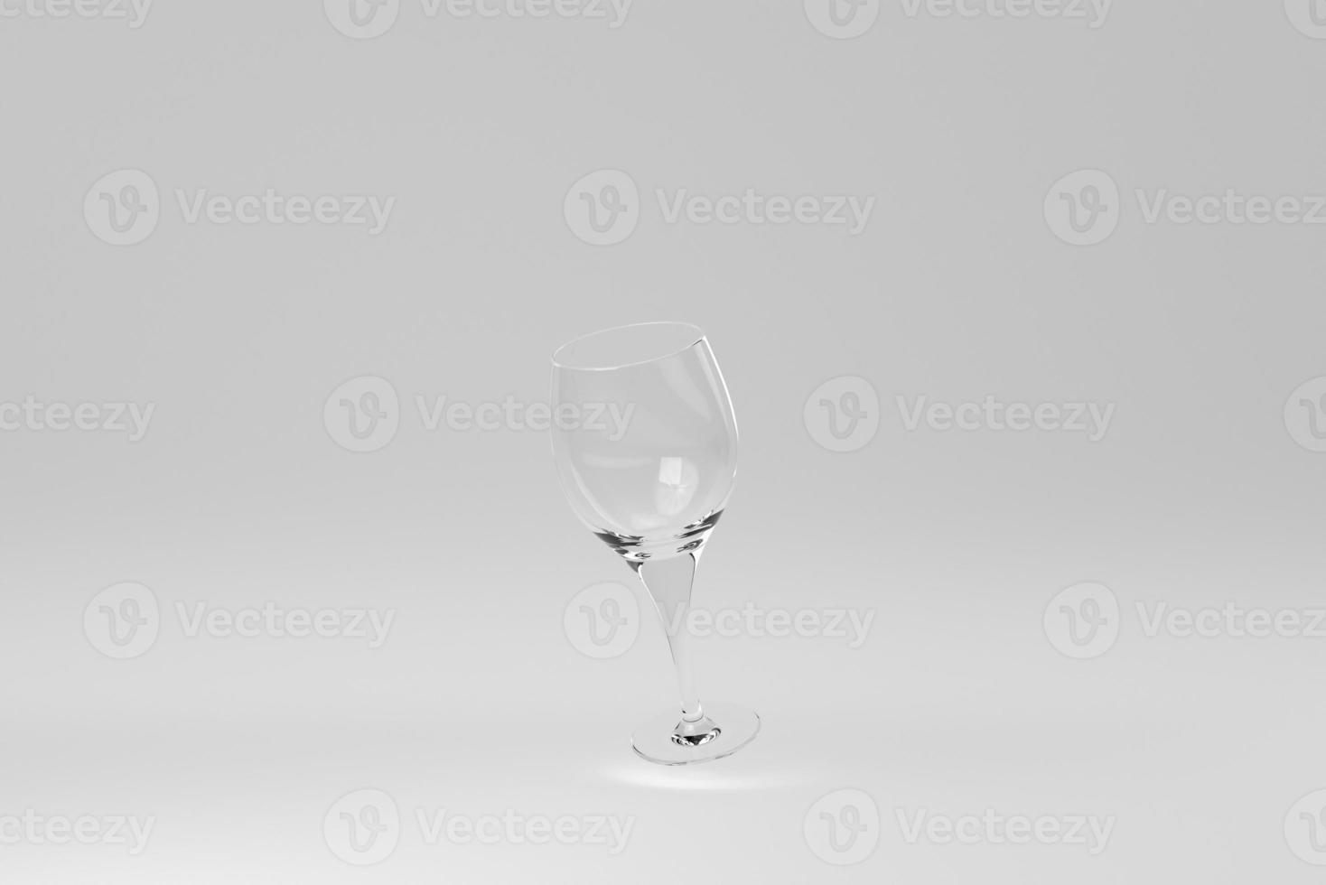 Empty wine glass on white background. Design Template, Mock up. 3D render. photo
