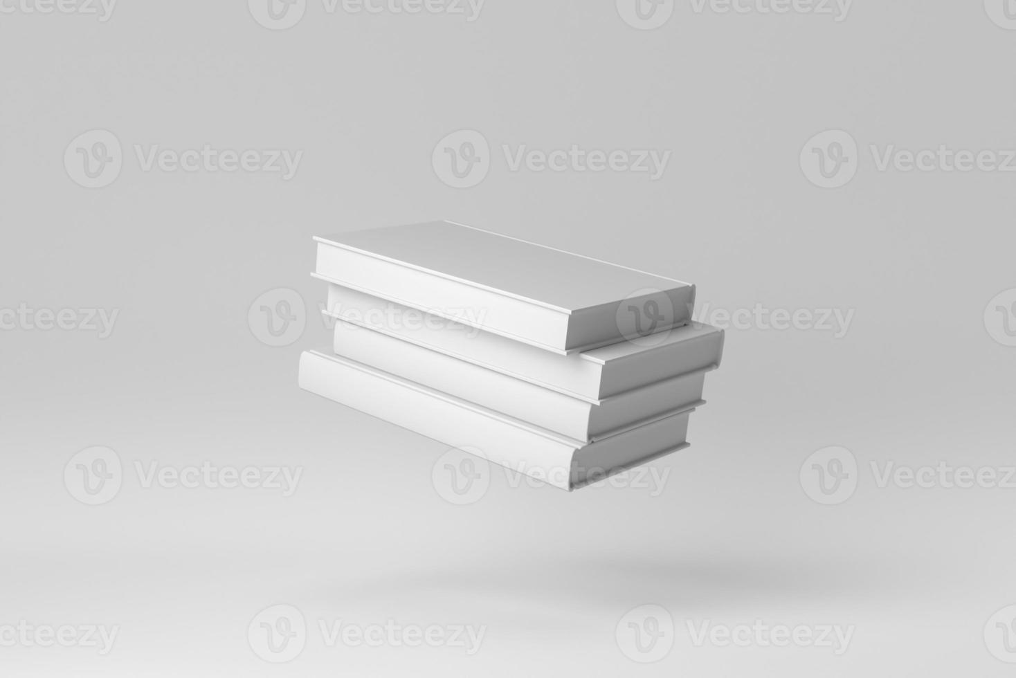 Stack of books on white background. for mockup scene. 3D render. photo