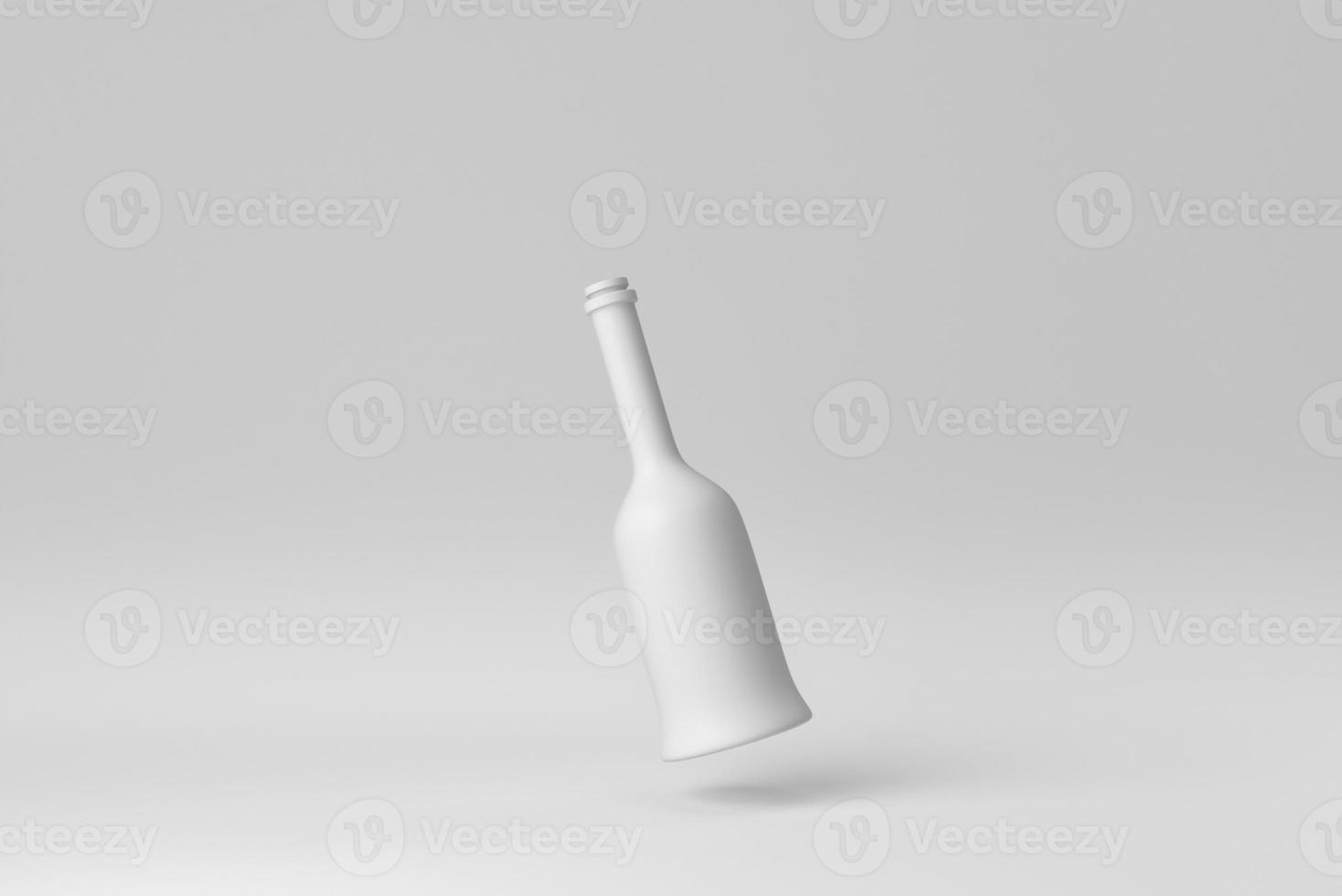 Wine Bottle Mock-Up on white background. minimal concept. 3D render. photo