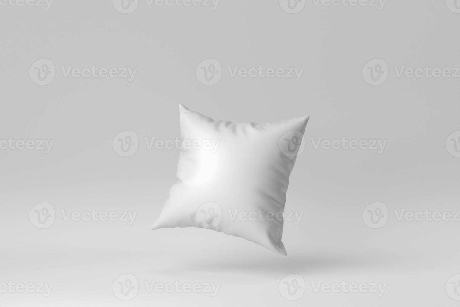 almohada suave en blanco sobre fondo blanco. concepto mínimo. procesamiento 3d foto