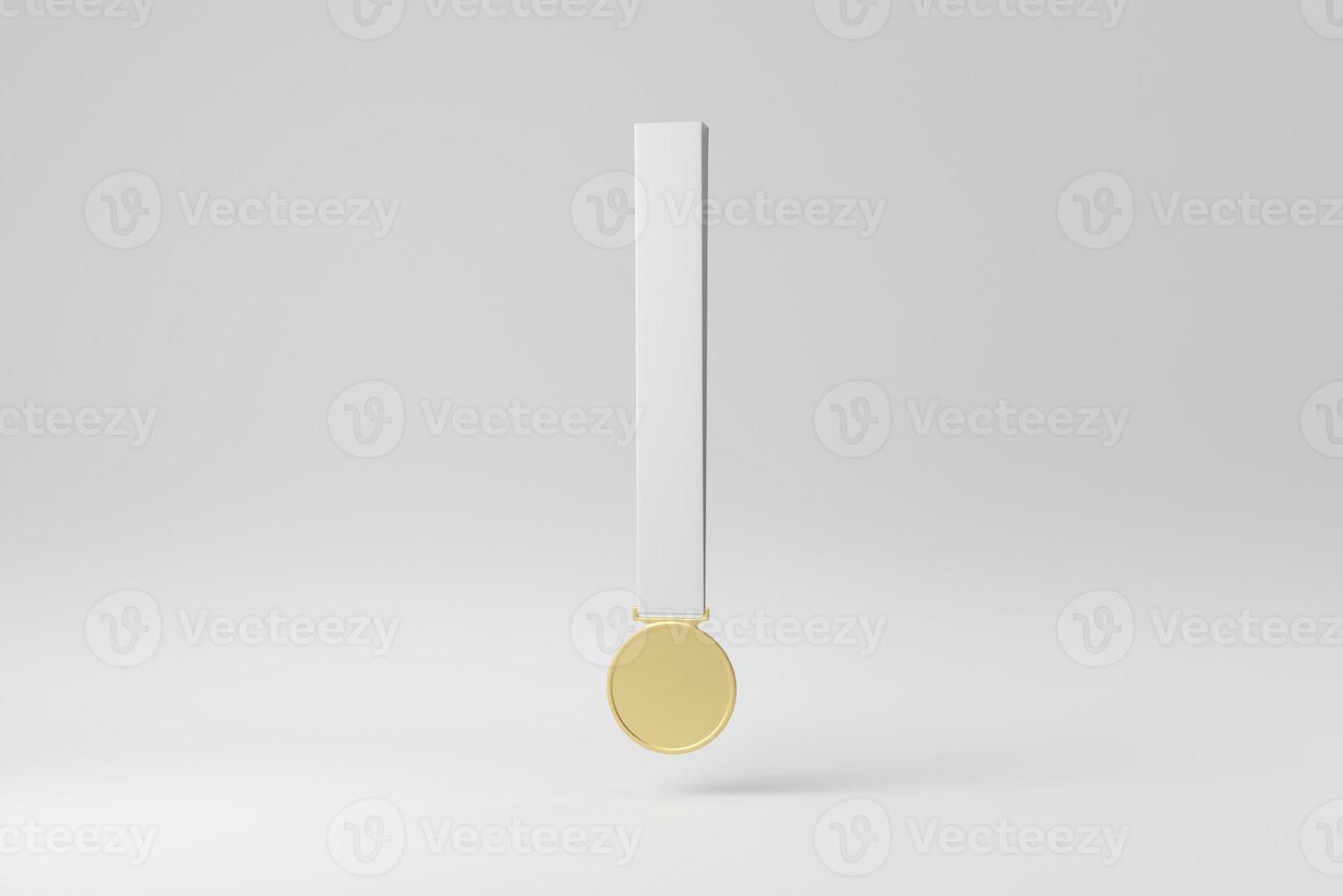 Gold medal on white background. Design Template, Mock up. 3D render. photo