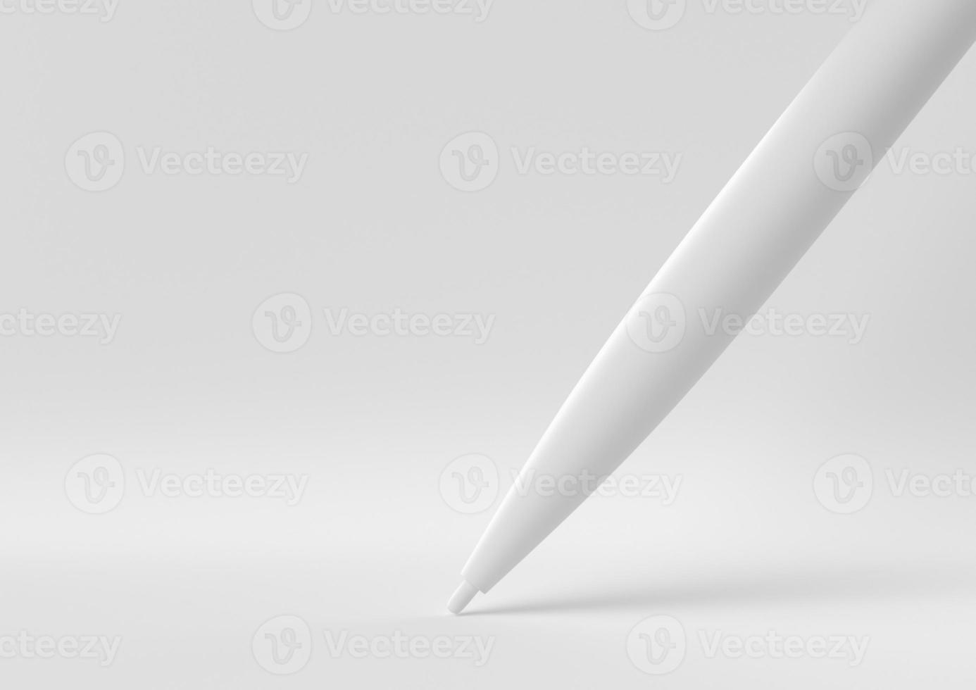 White Pen floating in white background. minimal concept idea creative. monochrome. 3D render. photo