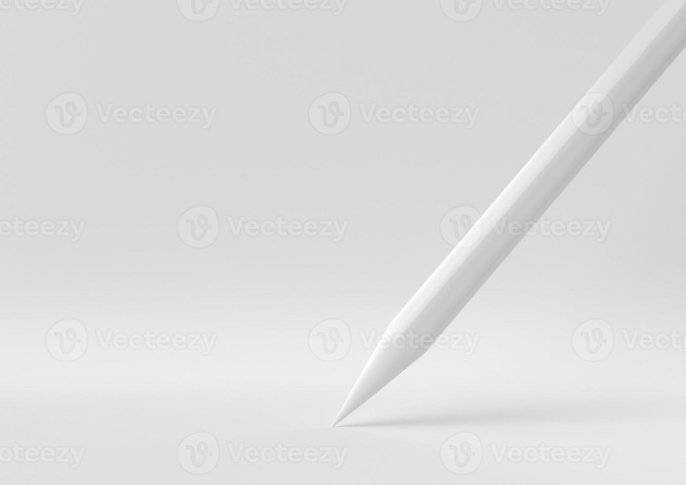 White Pencil drawing line in white background. minimal concept idea creative. monochrome. 3D render. photo