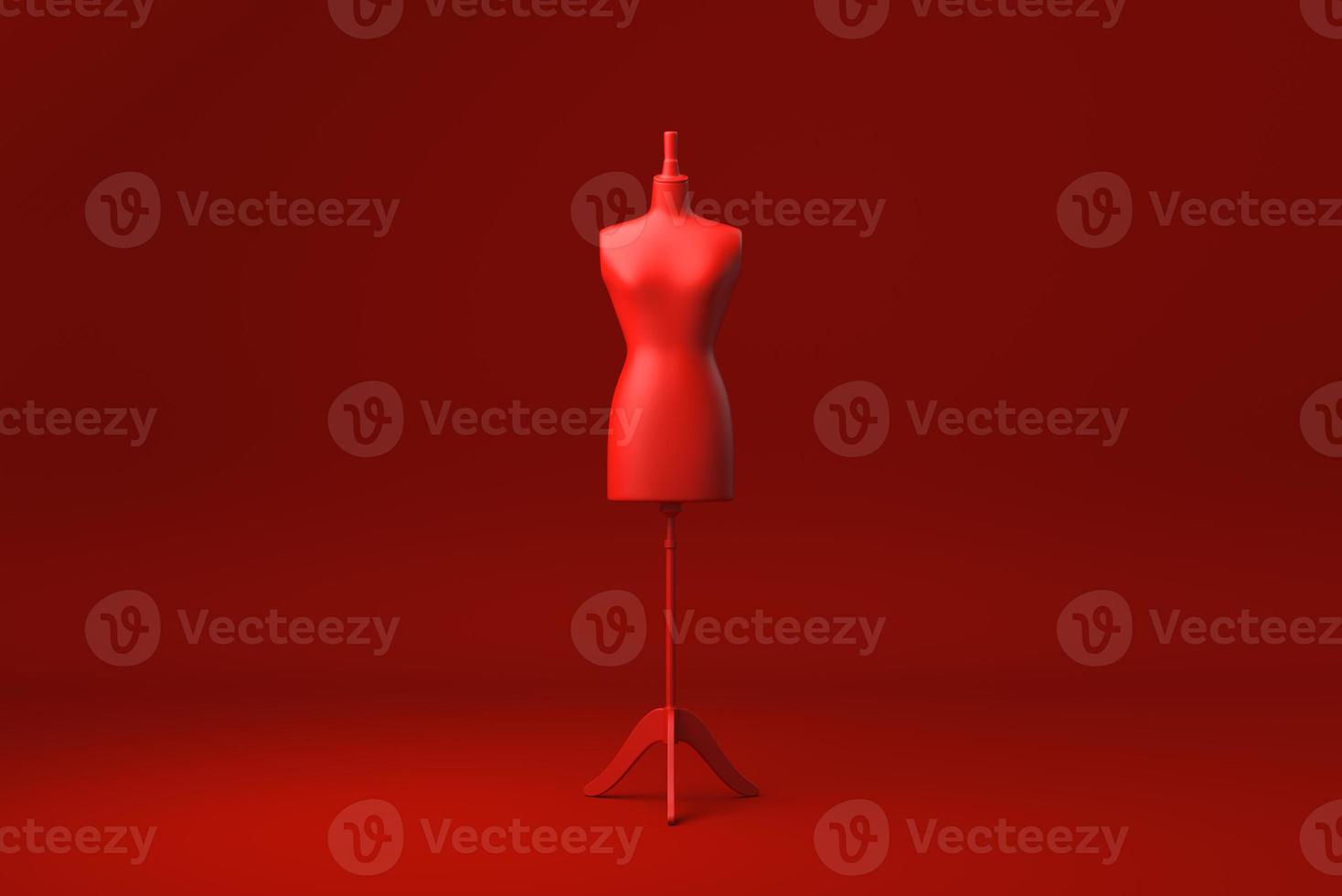 Red Mannequin in red background. minimal concept idea creative. monochrome. 3D render. photo