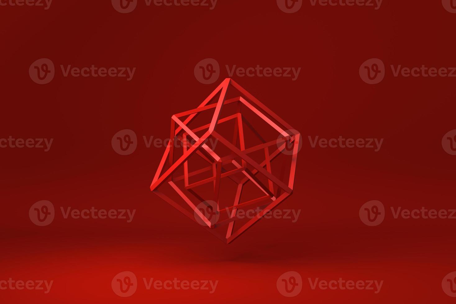 Red abstract geometric shape in red background. minimal concept idea creative. monochrome. 3D render. photo